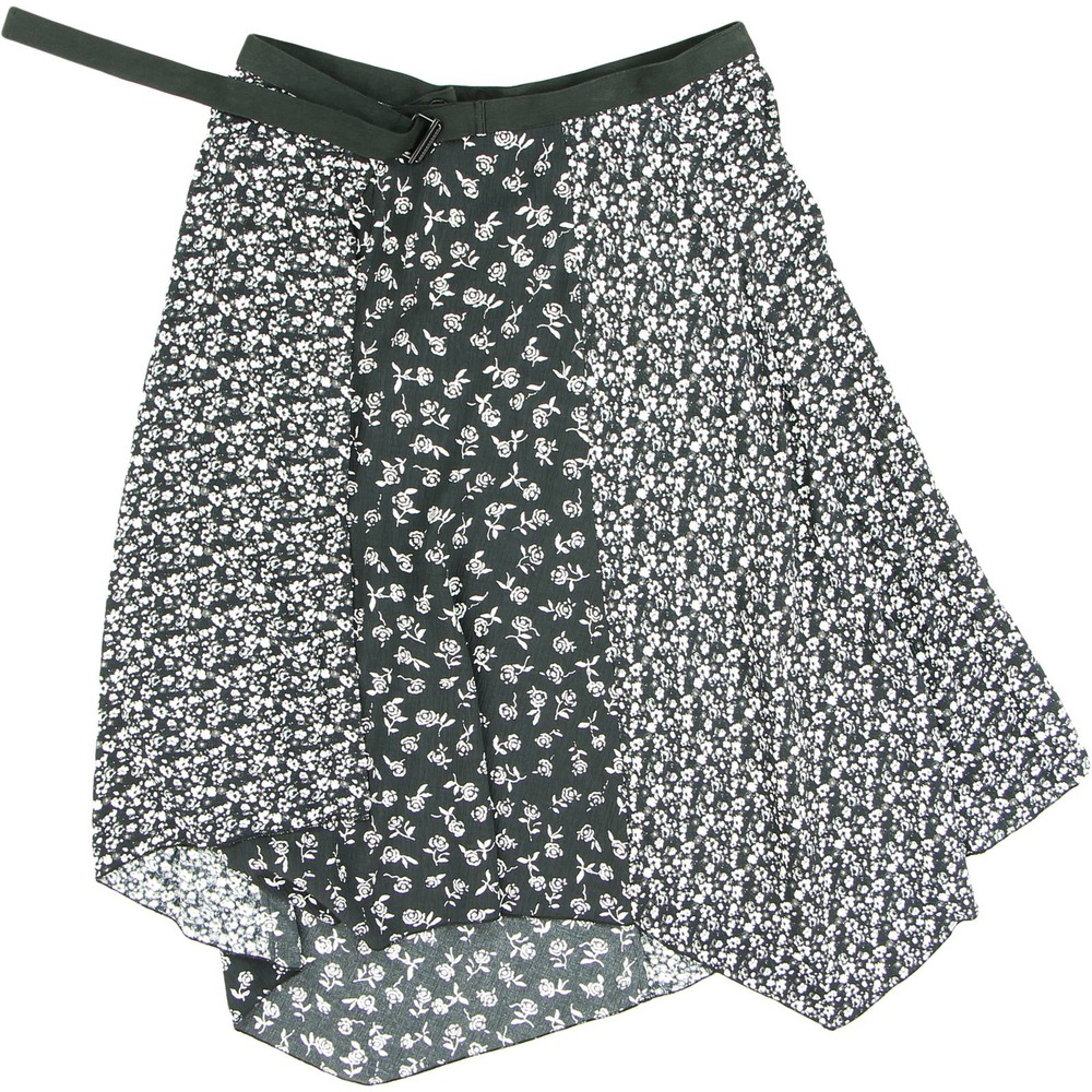 Rag & Bone Asymmetrical Floral Flower Rose Print Black & White Crepe Wrap Skirt